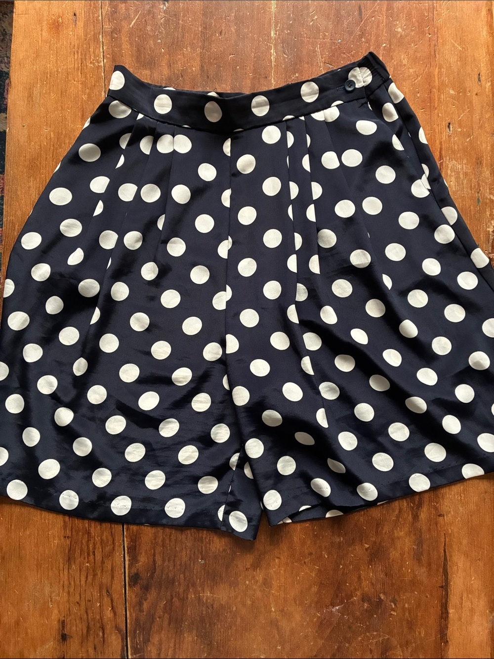 Vintage Koret Polka Dot Culotte Shorts | Navy & Ivory Skort Look | Size 12 (M)